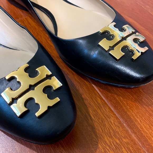 COPY - Tory Burch Black Leather Raleigh Ballet Resina Lea Flats - Picture 3 of 6